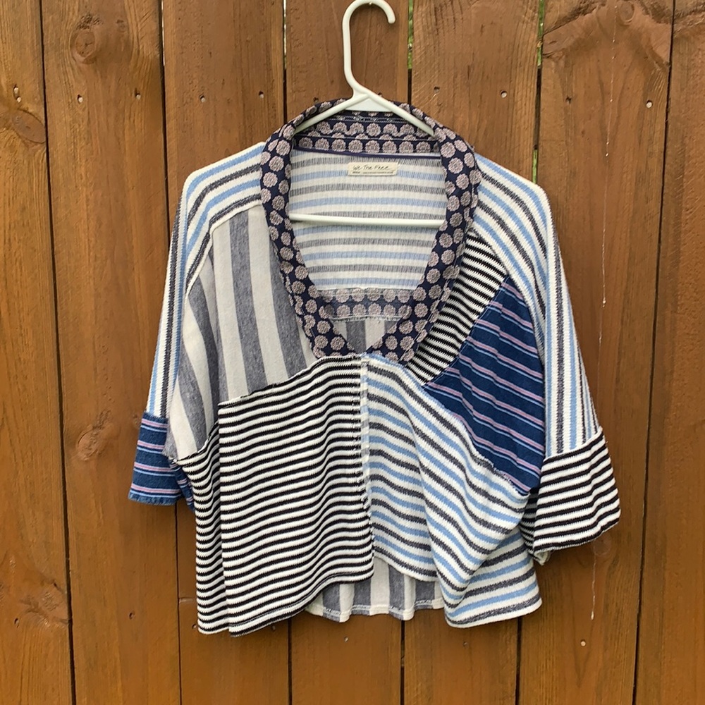 We The Free Blue and White Striped Blouse